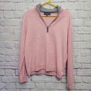 Hart Schaffner Marx Extra Fine Merino‎ Wool Sweater Mens M Pink Preppy Old Money